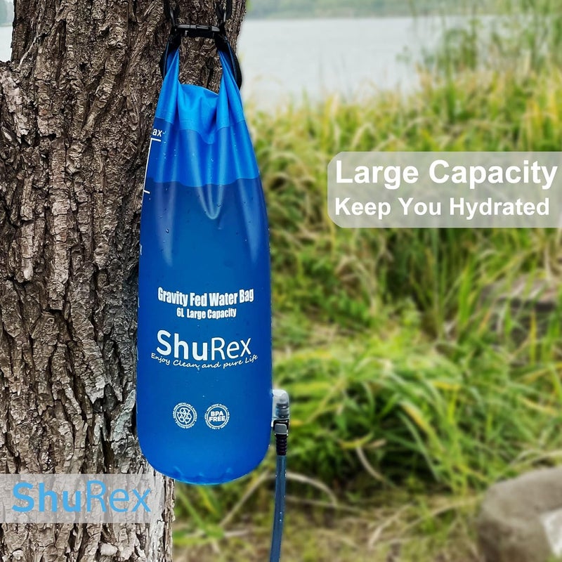ShuRex Gravity-Fed Water Bag for Sawyer Survival Water Filter Straw, 1.5 Gal Large Gravity Water Bladder Compatible with LifeStraw and Other Water Filter Straw, Foldable, BPA-Free (6L) - Image 2
